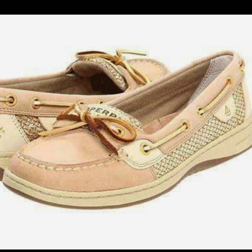 Sperry leather and gold boat shoes SZ 8